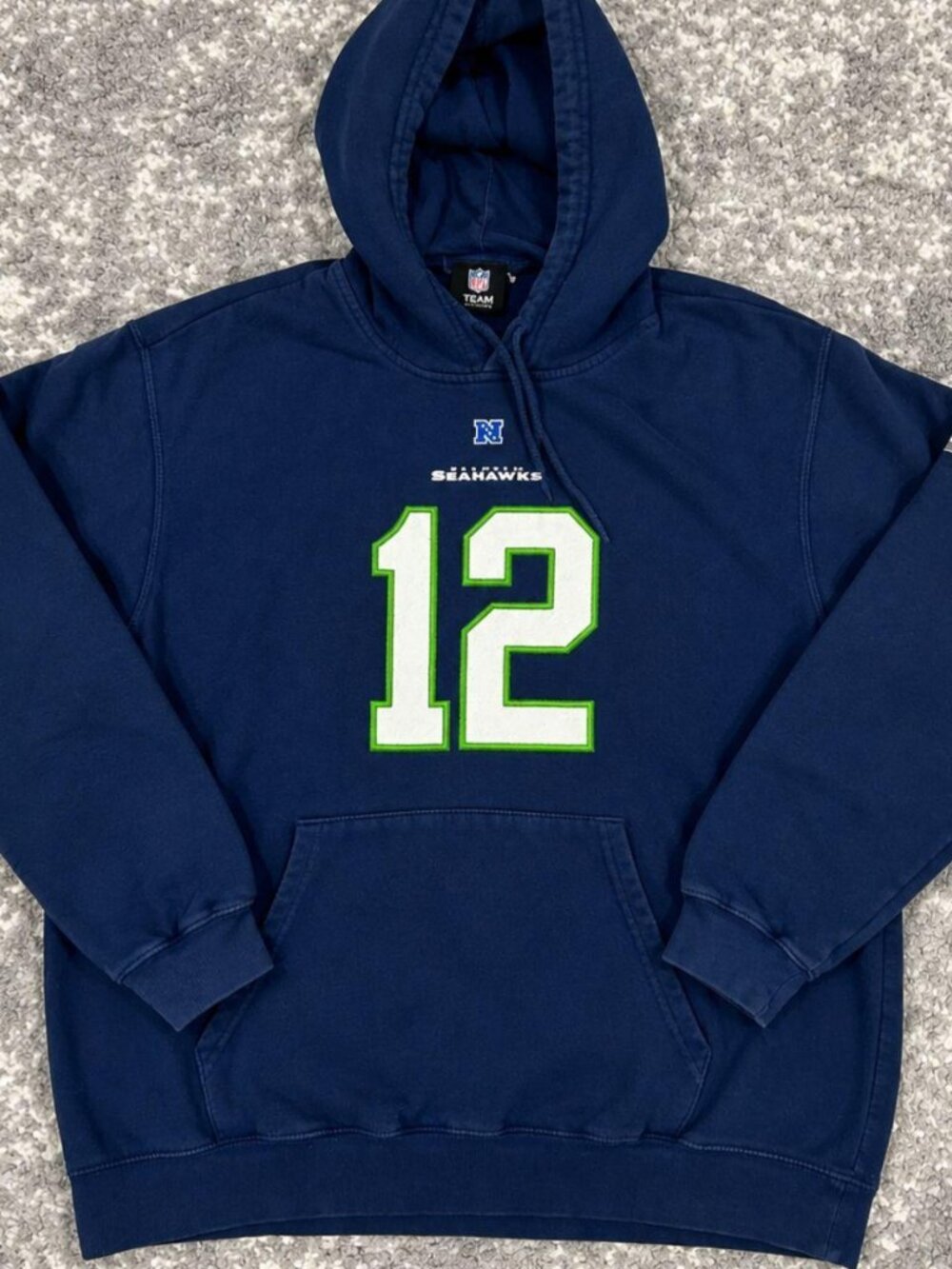 Seattle Seahawks 12 NFL Vintage Style Navy Hoodie